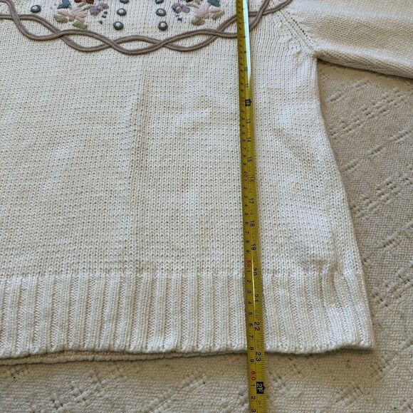 Vintage Marnie West Floral Grandma Feminine Coquette Heavy Knit Sweater Medium - Picture 11 of 11